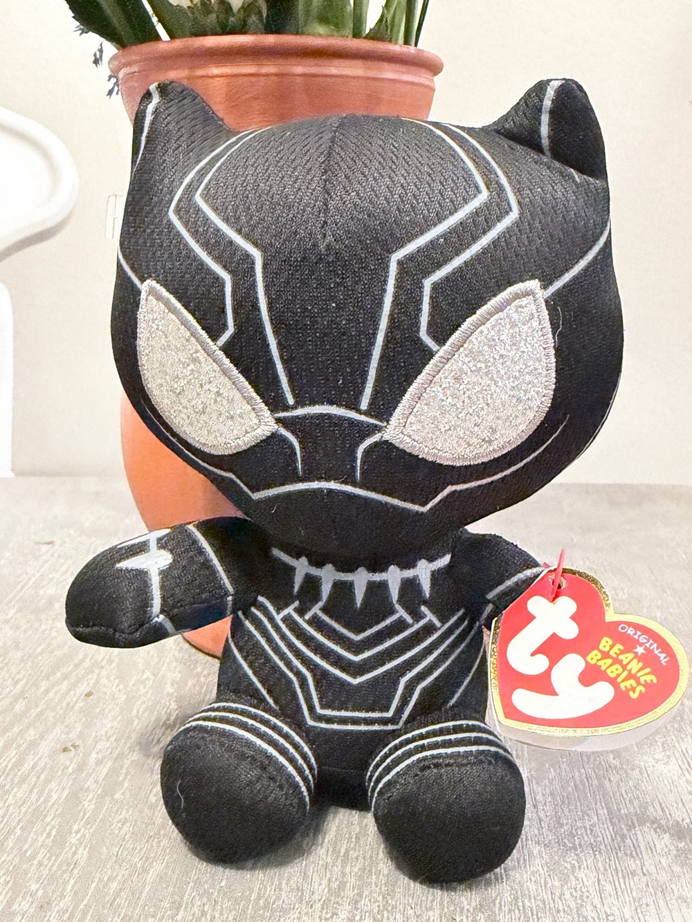 Marvel Black Panther Plush Toy by Ty - Black & Silver